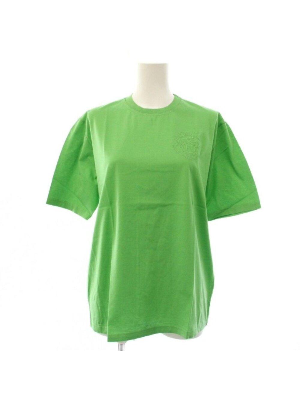 Hermes T-Shirt Short Sleeve Logo Embroidery Green M